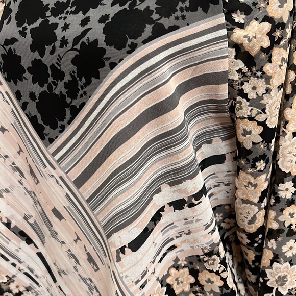 20. Calvin Klein Multi-Media Print Blouse in Grey and Black and Tan - Picture 10 of 15